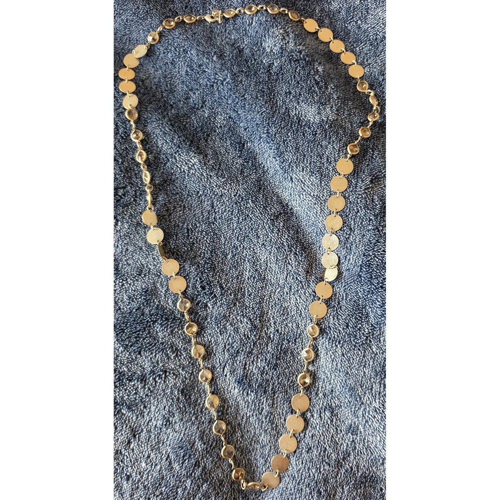 Land's End Women's Gold Tone Layering Necklace - Brushed Discs & Bezel Crystals‎